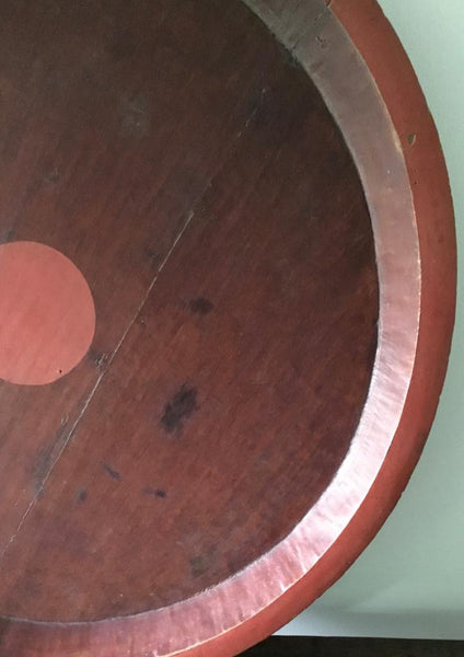 EARLY 20TH CENTURY ROUND RED TEAK WOOD TRAY