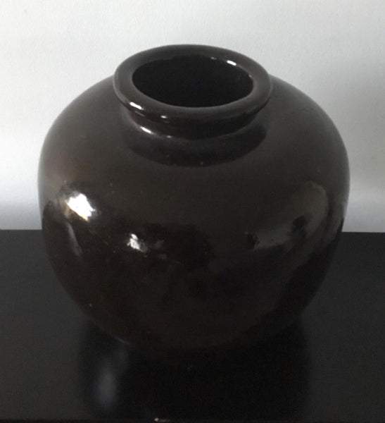 LATE 19TH CENTURY CHINESE VERY DARK BROWN GLAZED POTTERY VESSEL