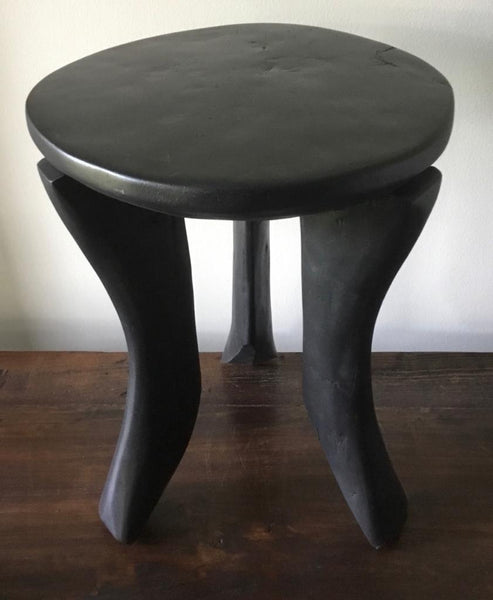 LATE 20TH CENTURY AFRICAN BLACK WOOD STOOL